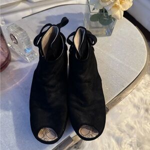 Fly London Black Peep-Toe Ankle Boots
